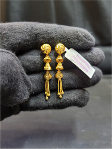 Ansh Enterpris 2 gram gold Temple Earrings sui dhaga Crystal Brass Stud Earring