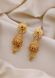kvmcreation Royal Antique Gold Jhumka Earrings For Girls & Women Alloy Jhumki Earring, Drops & Danglers