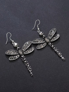 YELLOW CHIMES Silver Plated Black Color Drop Earrings | Birthday Gift for girls Crystal Metal Drops & Danglers