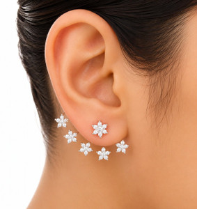 JDX American Diamond Earcuff Alloy Tunnel Earring