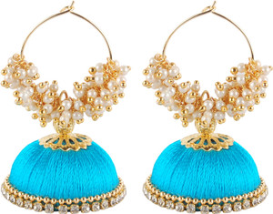 KRISHNA Twinkling Hoop Jhumkas Beads Silk Dori Jhumki Earring
