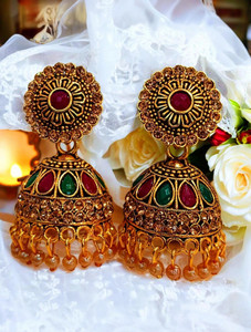 Dev's golden color earrings for women jhumka_D Pearl Gold Jhumki Earring