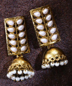 YELLOW CHIMES Traditional Jewellery Stylish Fancy Party Wear Pearl Copper Jhumki Earring