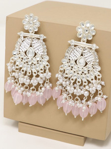 BELWICK Traditional Chandbali Kundan Pearl Beads Alloy Earring Set