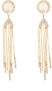 YELLOW CHIMES Gold Tone Crystal Studded Long Chain Tassel Fringes Hanging Dangler Earrings Crystal Metal Drops & Danglers
