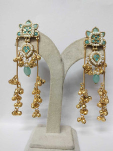 Royaleum UNIQUE LONG CHAIN EARRING SET Zircon Brass Drops & Danglers