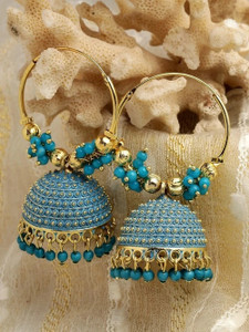 mohita collection Earrings Fancy Big For Wedding Traditional Jhumka Cubic Zirconia Brass Jhumki Earring