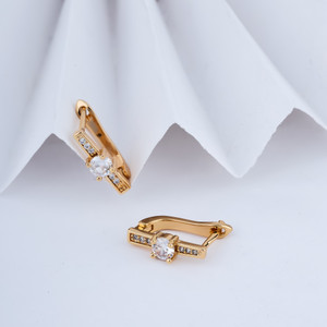 Shree Enterprise American Daimond Rose Gold Plug Earring Diamond Alloy Hoop Earring