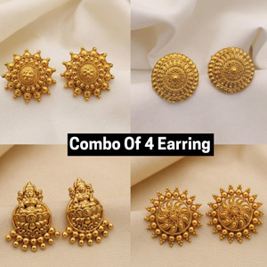 NivoraCreation Fancy Combo 4 Ear Tops Women Gold Plated Meenakari Stud Party Bridal Set Alloy, Brass Stud Earring