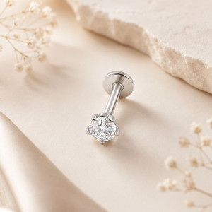 SRKJ Silver Nose Pin for Women Girls Stylish Minimal Nose Stud Jewellery White Zircon Silver Stud Earring