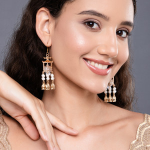 Salty Women & Girls Traditional Lantern Pearl Tassel Alloy Jhumki Earring