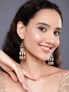 Salty Women & Girls Traditional Lantern Pearl Tassel Pearl Alloy Jhumki Earring