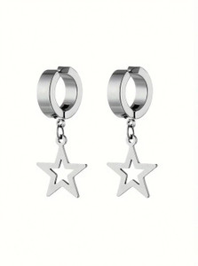 Vipunj Vedansh Enterprises Stylish Silver Plated Star Earrings Alloy Huggie Earring