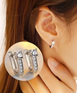 MYKI Solitaire Earrings For Women & Girls with Rose Box Packagin Cubic Zirconia Metal Hoop Earring