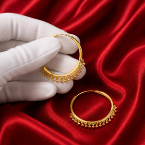MA FASHION Gold Plated Hoop Bali Earrings for Women and Girls Ethnic Party Wear Brass Hoop Earring