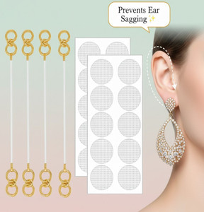 ARISTAL Jewellery Invisible Gold-Plated Ear Support Chain & Patch for Secure and Comfortable Silicone Earring Set