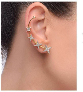 JDX American Diamond EarCuff Cubic Zirconia Alloy Clip-on Earring