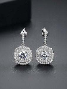 YELLOW CHIMES Drop Earrings| Silver Tone White Crystal Studded Drop Earrings | Birthday Gift Crystal Metal Drops & Danglers