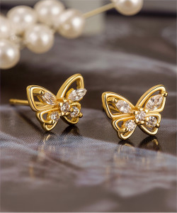 MYKI Cute Little Butterfly Earrings For Women & Girls Swarovski Zirconia Stainless Steel Stud Earring