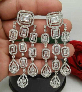 Manuvi Jewels American Diamond(AD) Earrings Cubic Zirconia Alloy Drops & Danglers