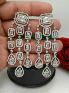 Manuvi Jewels American Diamond(AD) Earrings Cubic Zirconia Alloy Drops & Danglers
