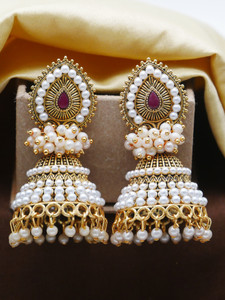Antico Traditional Ethnic Pearl Jhumka Jhumki Earrings for Girls and Women Pearl Alloy Jhumki Earring, Drops & Danglers, Chandbali Earring