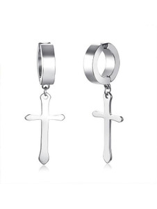 vien Religious Jewelry Christmas Jesus Cross Earring For Mens Boys Womens Girls Stainless Steel Hoop Earring Metal Huggie Earring