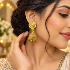 Aarv Collections One Gram Gold Plated Traditional Jhumka Earrings Women & Girls Copper Jhumki Earring, Drops & Danglers