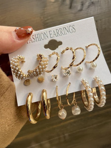 polluxcraft Combo Earrings For Women Girls Korean western Light Weight Stylish fancy Latest Pearl Alloy Stud Earring