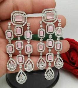 Manuvi Jewels American Diamond(AD) Earrings Cubic Zirconia Alloy Drops & Danglers