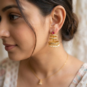 Vadhu jewels Temple Dancing jumkka Amethyst Alloy Jhumki Earring