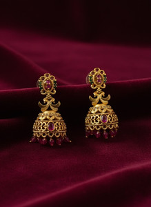 Goldenwish Traditional 22K Gold Plated Jhumka Earrings for Women & Girls |Gold Jhumki Cubic Zirconia Brass Jhumki Earring