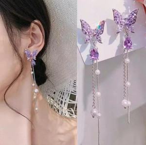 GloAww Purple Butterfly Earrings - Image 2