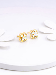 GIVA 925 Silver Golden Pansy Flower Earrings for Women Zircon Sterling Silver Stud Earring