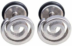 HOUSEOFTRENDZZ SWIRL SPIRAL & GEOMATRIC HELIX EAR STUDS FOR MENS & WOMENS STAINLESS STEEL EAR STUDS (PACK OF 1 PAIR) STERLING SILVER Stainless Steel Huggie Earring, Hoop Earring