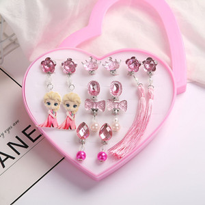 SYGA Princess-Themed Non-Pierced Earrings Set - 5 Unique Designs, Plastic Material Plastic Clip-on Earring