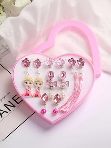 SYGA Princess-Themed Non-Pierced Earrings Set - 5 Unique Designs, Plastic Material Plastic Clip-on Earring