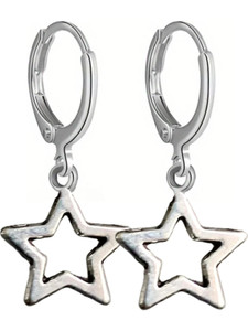 SNOWY SHOP Y2K Silver Star Hoop Earrings – Charm Jewellery for Girls, Teens & Women Alloy Hoop Earring