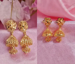 blush bella combo jhumki for women gold plated earrings light weight and screw closure Brass Jhumki Earring