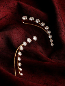 Dressberry Gold-Toned White Classic Ear Cuff Brass Cuff Earring