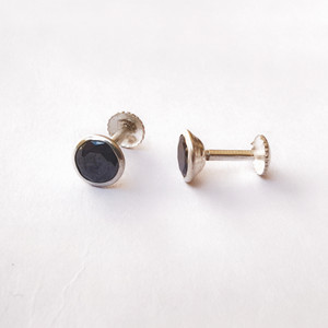 Ryans STUD EARRING FOR GIRLS AND WOMEN BLACK ROUND Zircon Sterling Silver, Stone Stud Earring, Earring Set