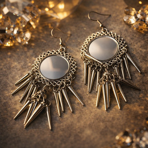 Anvera collectives Boho Mirror Spike Dangle Earrings Alloy Drops & Danglers