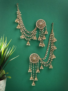 Sukkhi Gold Plated Multi Layer Pearls Ear Chain with Jhumki Earring Jewellery for Women Alloy Jhumki Earring