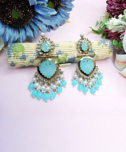 VATSALYA creation Carving Stone Elegant Pearl Fitted Alloy Chandbali Earring