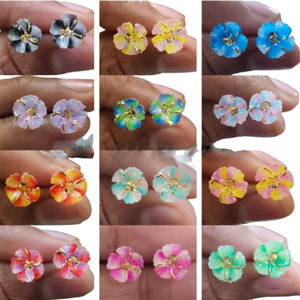 Honbon 12 Pair Classic Multicolor Tiny Floral Mini Kaan Ke Tops Alloy Earring Set, Stud Earring