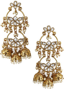 RUBANS Gold Plated Kundan Jhumka Earrings Alloy Jhumki Earring