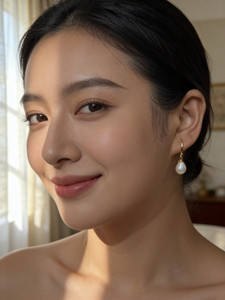 Zoeria 22k Gold plated Hoop with drop pearl Pearl Metal Hoop Earring