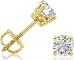 VSGEMS 925 Sterling Silver Round Diamond Stud Earrings, 1/2 Carat Total Weight Diamond Silver Stud Earring