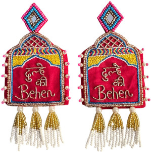 Triyama 'Dulhe Ki Behen' Handmade Earrings Beads Fabric Tassel Earring