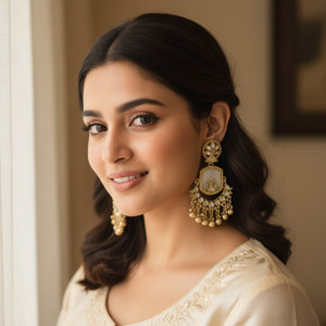 Viqso Antique Gold Ethnic Drop Earrings Metal Jhumki Earring
